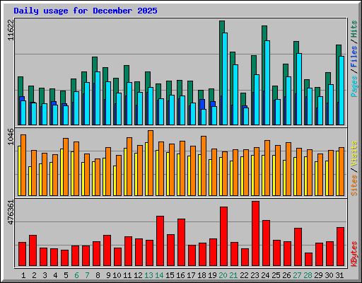 Daily usage for December 2025